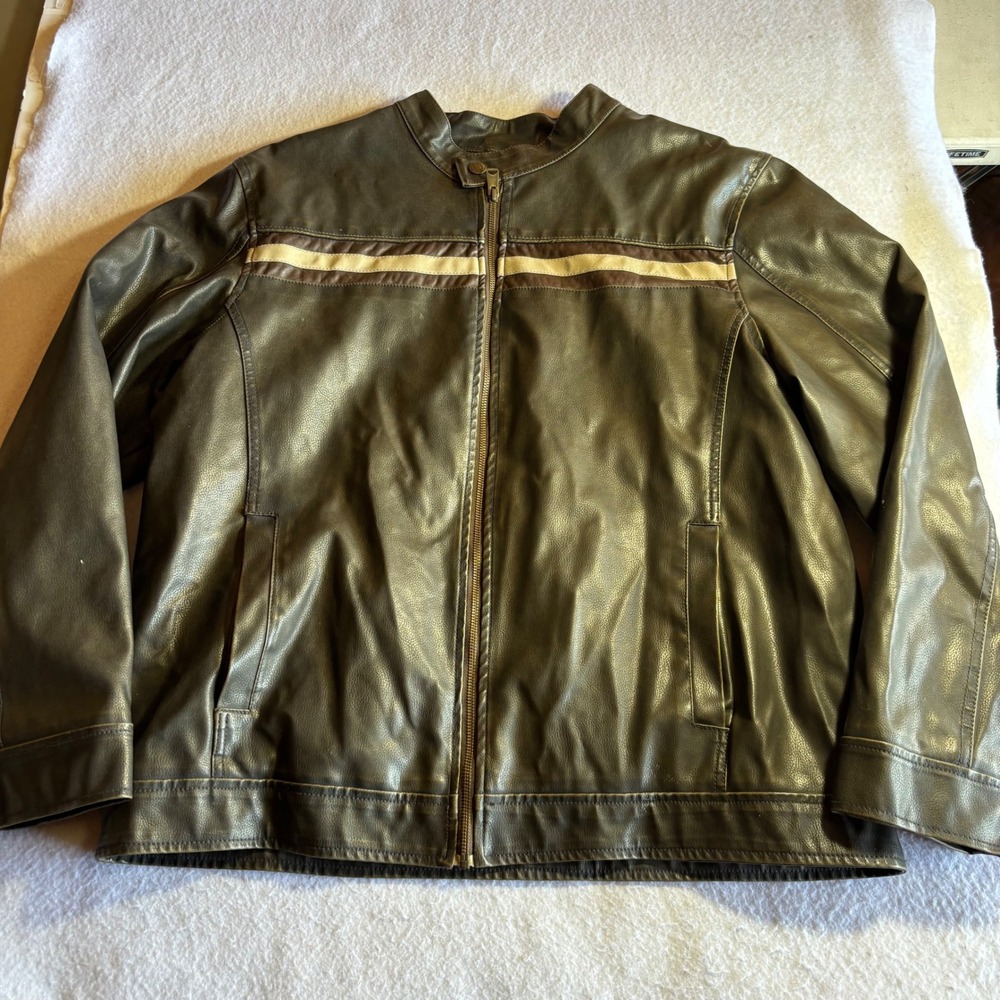 Arizona Jean Company Mens Brown‎ Faux Leather Motorcycle Jacket XL